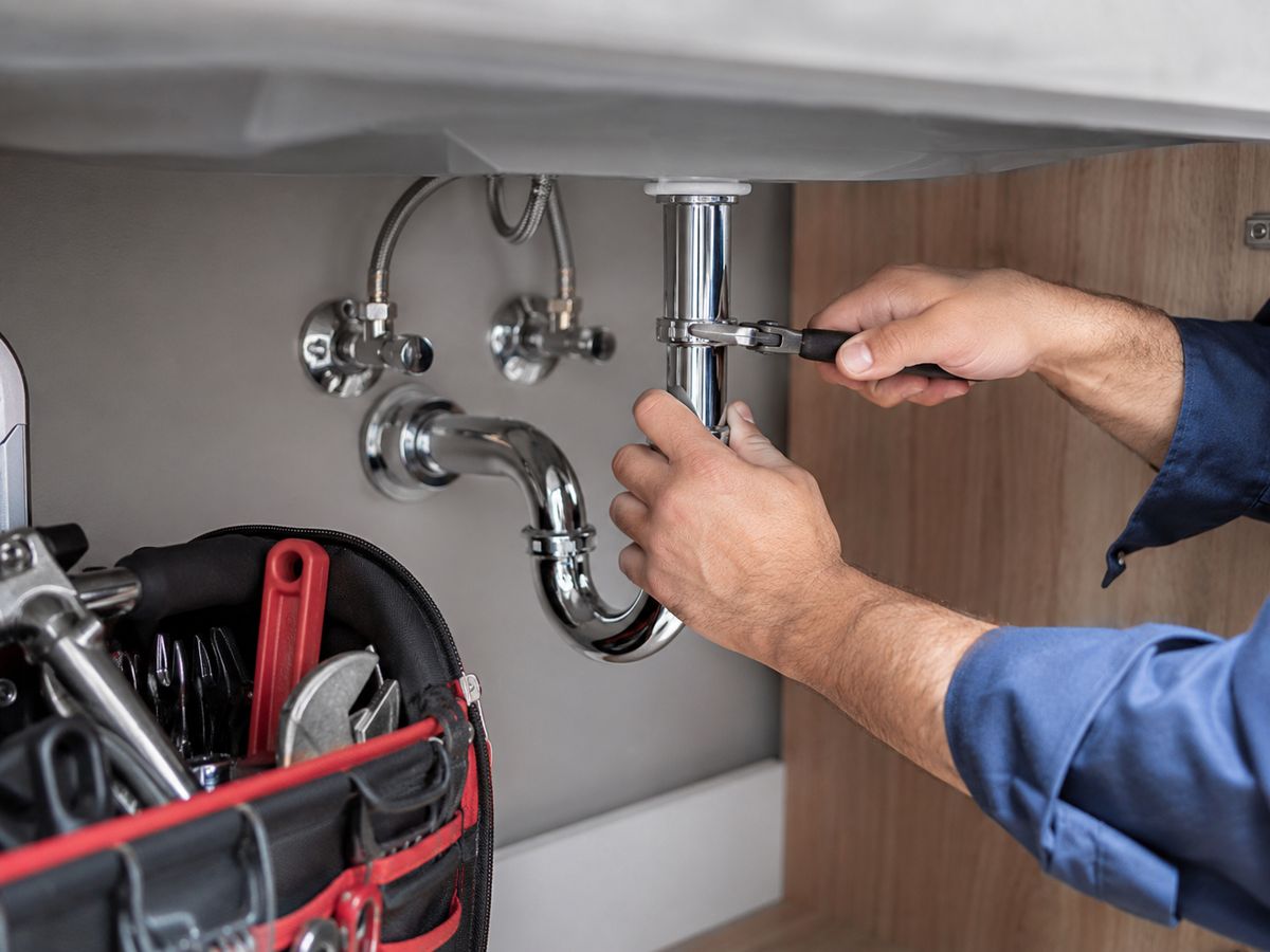 Professional plumbing repair representing local service marketing.